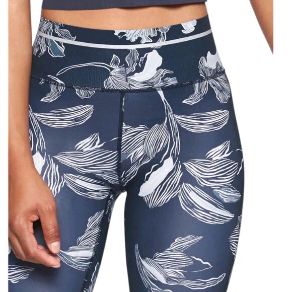 Athleta Floral Sonic Athletic Capri Navy Small - Picture 3 of 11